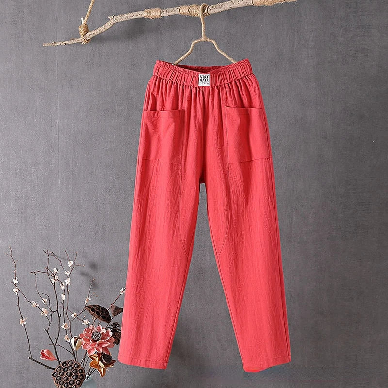 Eva | Women's Relaxed Fit Elastic Waist Trousers