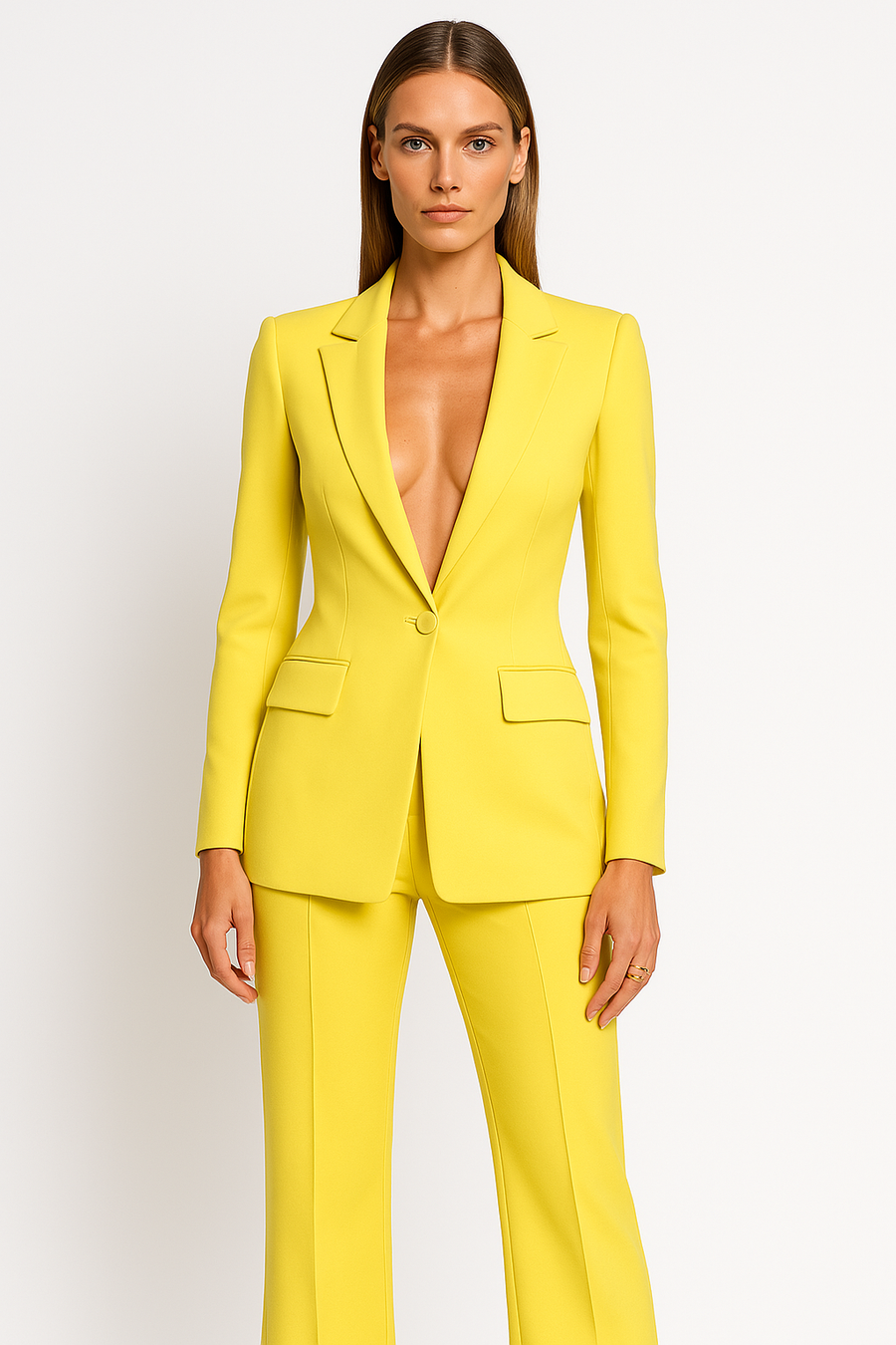 Karla | Women's Deep Neck One Button Trouser Suit Set