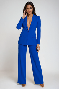 Karla | Women's Deep Neck One Button Trouser Suit Set