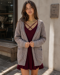 Margot Open-Front Cable Knit Cardigan