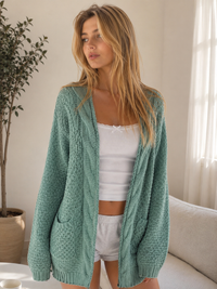 Margot Open-Front Cable Knit Cardigan