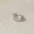 Layered Rope Silver Open Ring