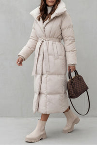 LILIAN | BELTED HOODED LONGLINE PUFFER COAT