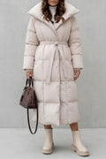 LILIAN | BELTED HOODED LONGLINE PUFFER COAT