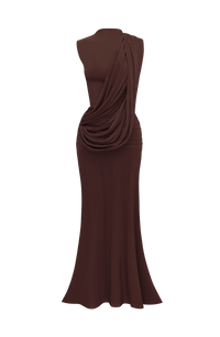 Enid Maxi Dress – Plum Brown