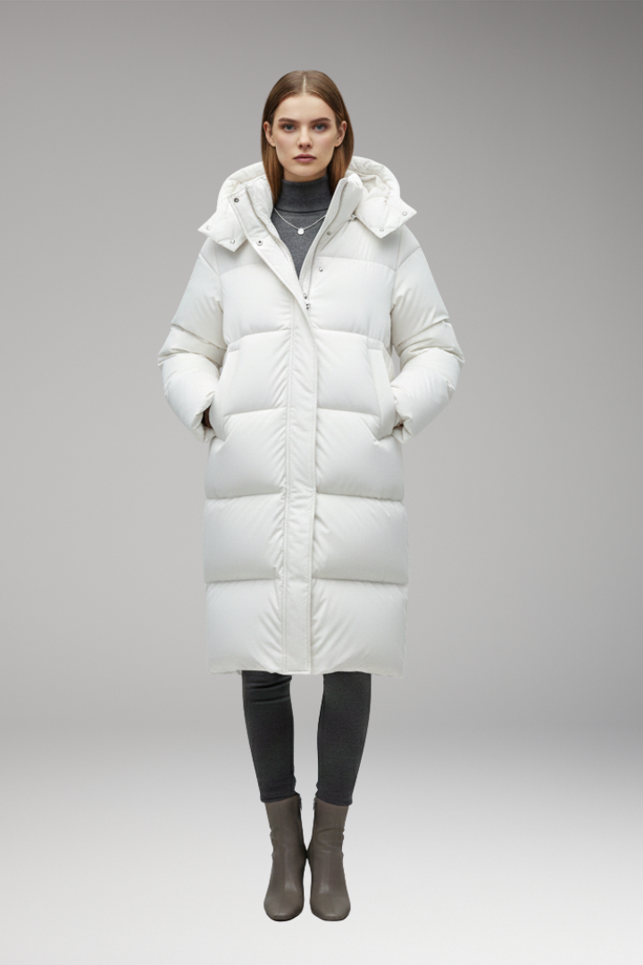 MABEL | LONG QUILTED HOODED PUFFER JACKET