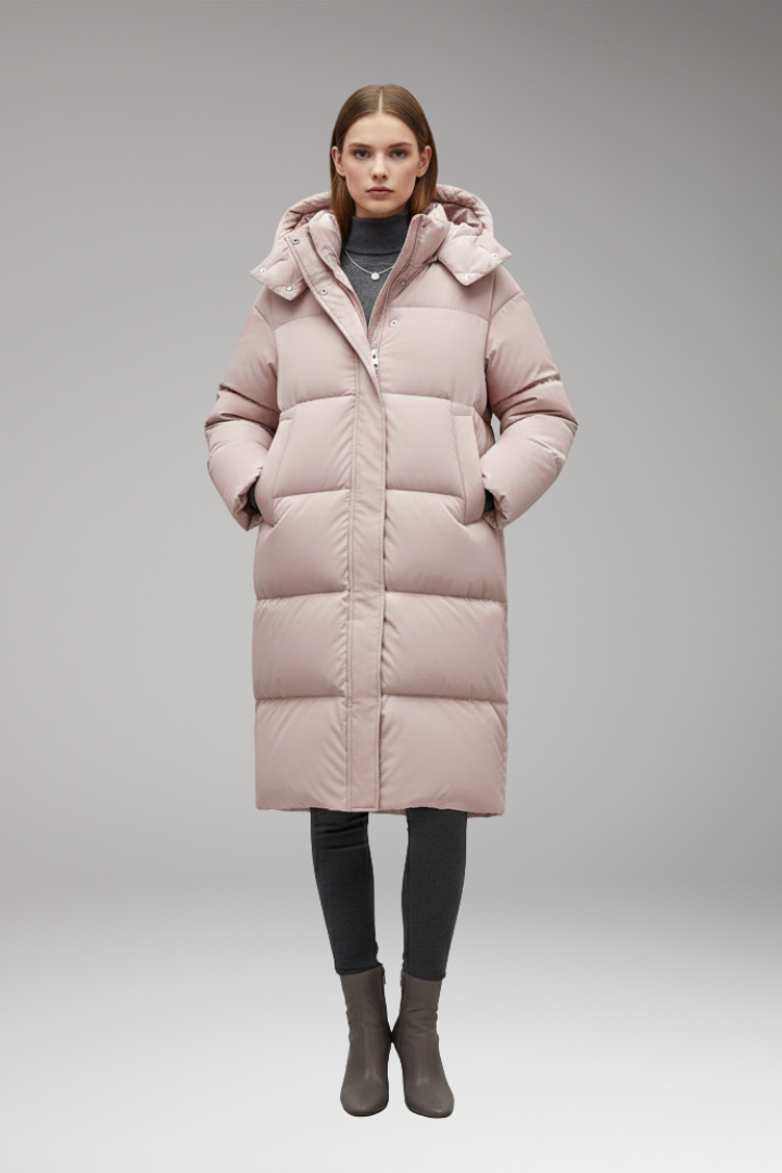 MABEL | LONG QUILTED HOODED PUFFER JACKET