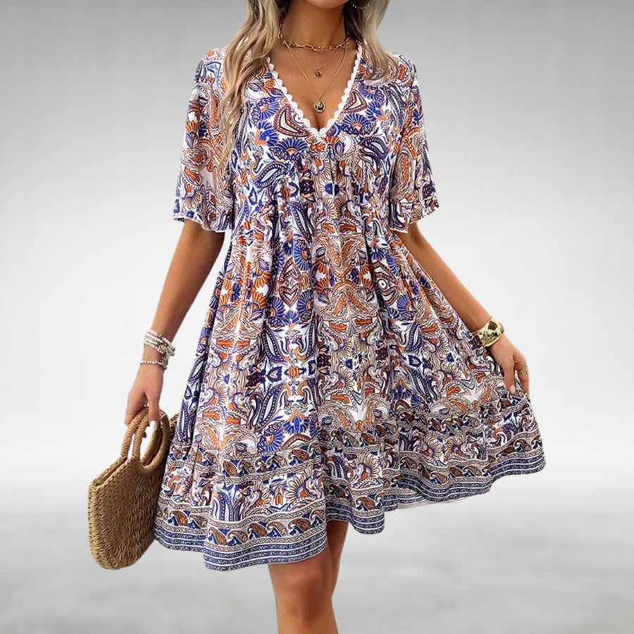 Michaela | Women's Summer Boho Paisley Mini Dress