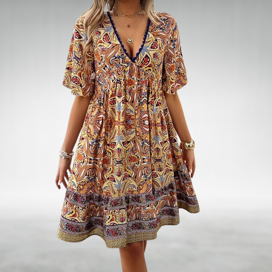 Michaela | Women's Summer Boho Paisley Mini Dress