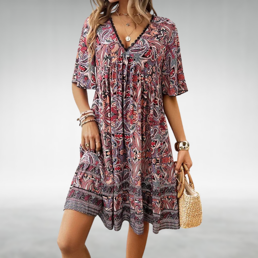 Michaela | Women's Summer Boho Paisley Mini Dress
