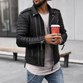 Moritz | Men's Padded Biker Style Zip Leather Jacket