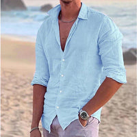 Men's Linen Long Sleeve Shirt - Spring, Summer