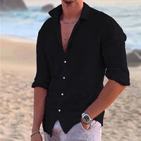 Men's Linen Long Sleeve Shirt - Spring, Summer