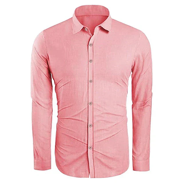 Men's Linen Long Sleeve Shirt - Spring, Summer