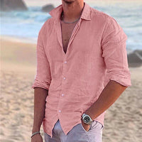 Men's Linen Long Sleeve Shirt - Spring, Summer