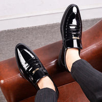 Men's Patent Leather Loafers - Slip-On Formal Shoes - Elegant & Polished Finish