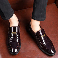 Men's Patent Leather Loafers - Slip-On Formal Shoes - Elegant & Polished Finish