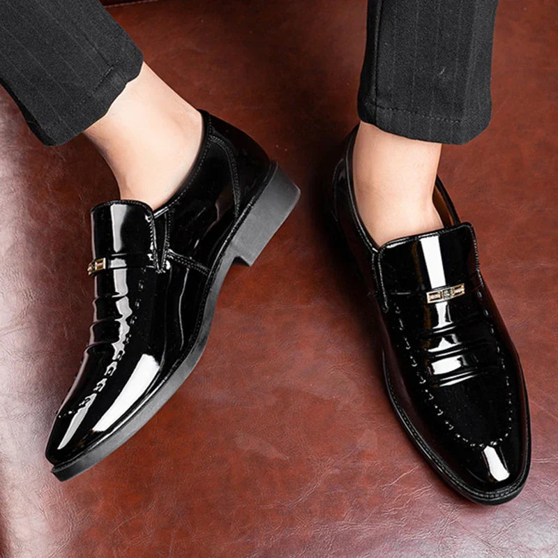 Men's Patent Leather Loafers - Slip-On Formal Shoes - Elegant & Polished Finish