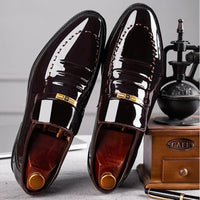 Men's Patent Leather Loafers - Slip-On Formal Shoes - Elegant & Polished Finish