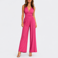 Women's Sleeveless Jumpsuit Wide Leg V-Neck