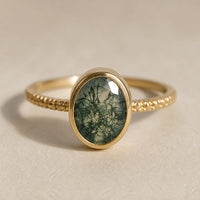 Moss Agate Solitaire Ring