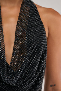 Akira Rhinestone Halter Mini Dress