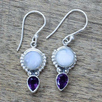 Antique Moonstone Purple Crystal Dangles