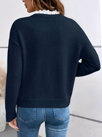 Women's Sweater V-Neck Lace Trim