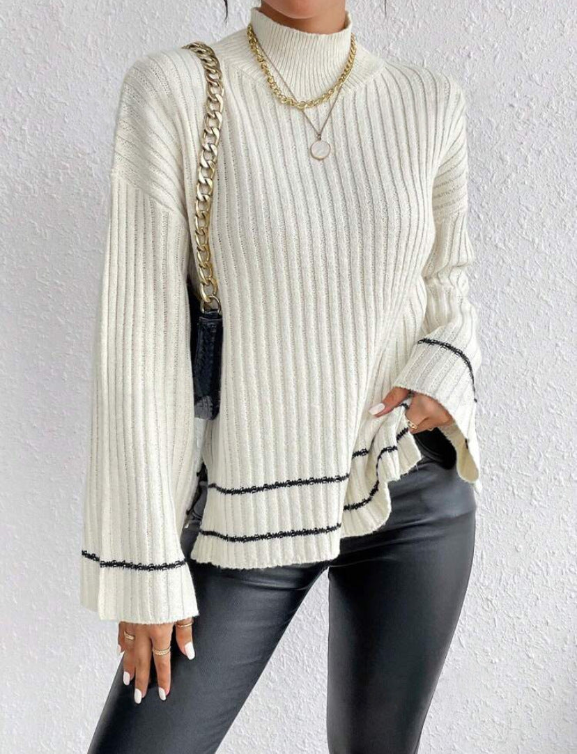 Pauline | Women's Casual Long Sleeve Ribbed Knit Sweater