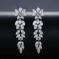 White Zirconia Flower Earrings