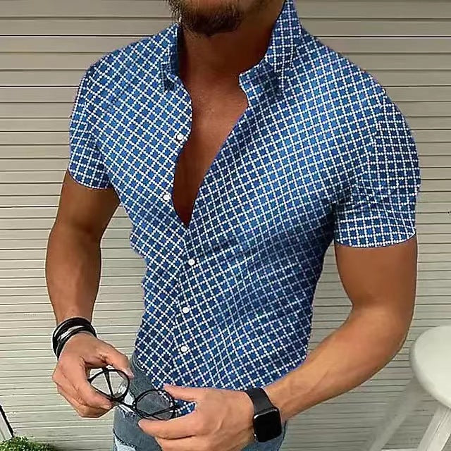 Loro | Men's Slim Fit Short Sleeve Plaid Shirt