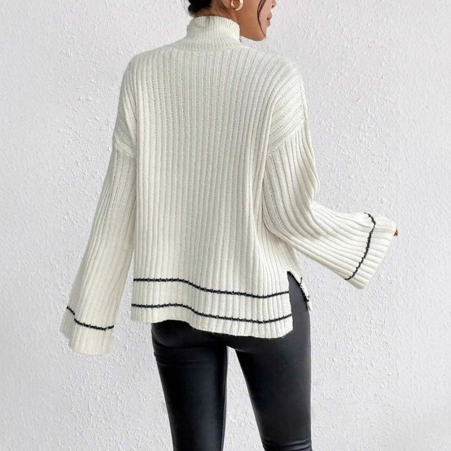 Pauline | Women's Casual Long Sleeve Ribbed Knit Sweater