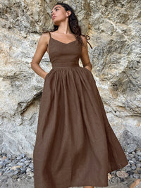French Kaqi Cotton Canperable Sling High-Waisted Dress 2025 New Holiday Dress 68HZ