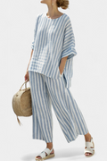 Sorrento | Women's Striped Top Wide Leg Pants Set