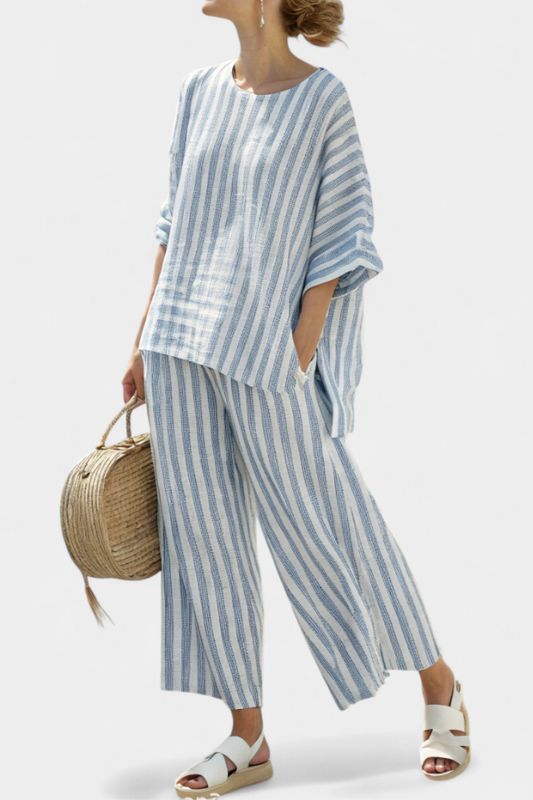 Sorrento | Women's Striped Top Wide Leg Pants Set