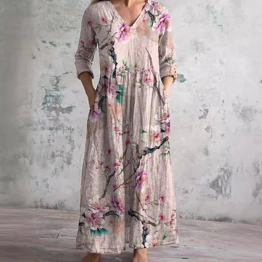 Ivory | Floral Whimsy Boho Maxi Dress