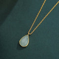 Dainty Teardrop Green Chalcedony Necklace