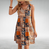 Alexandra | Women's Boho Floral Patchwork Mini Dress