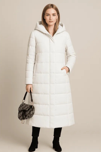 RHEA | HOODED QUILTED LONGLINE PUFFER COAT