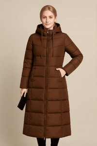 RHEA | HOODED QUILTED LONGLINE PUFFER COAT