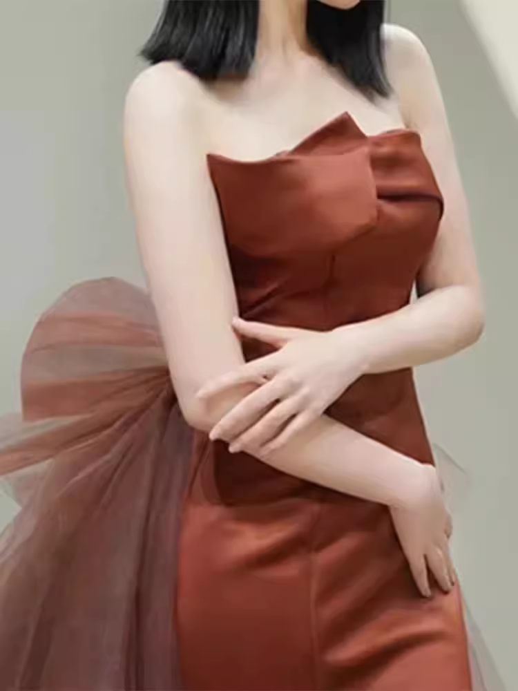 Valentina Mermaid Maxi Dress in Chocolate