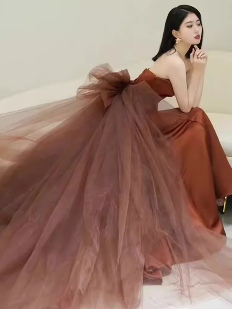 Valentina Mermaid Maxi Dress in Chocolate