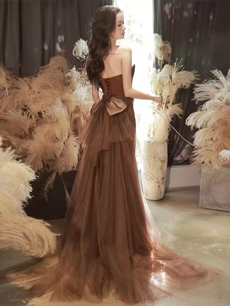 Valentina Mermaid Maxi Dress in Chocolate