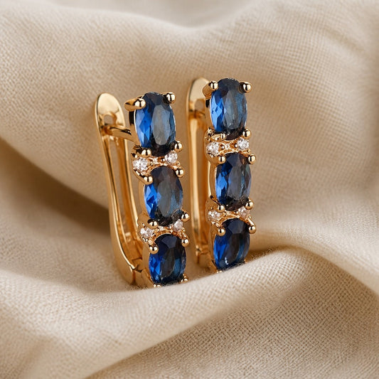 Princess Cut Sapphire Drop Earrings