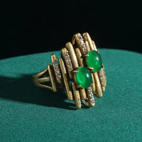 Geometric Oval Emerald Gold Earring