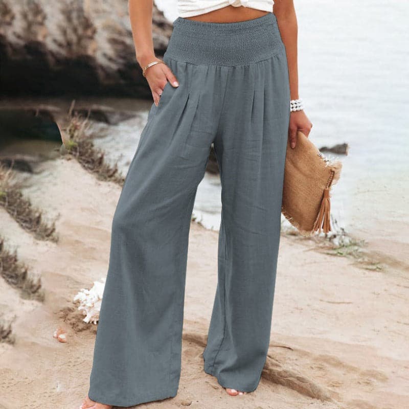 Aarthi | Women's Casual Wide Leg Linen Trousers