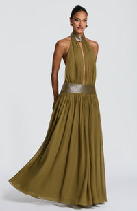 Kira Maxi Dress – Deep Olive