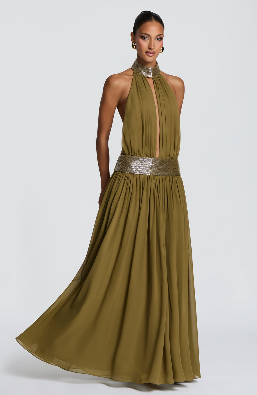 Kira Maxi Dress – Deep Olive