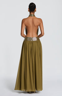 Kira Maxi Dress – Deep Olive
