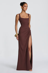 Sophia Maxi Dress – Plum Brown